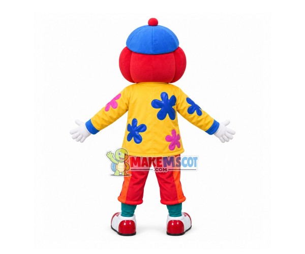 Funny Clown With Flower Top Mascot Costume Funny Clown With Flower Top Mascot Costume