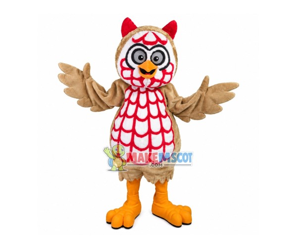 Customized Owl With Red Ears Mascot Costume Customized Owl With Red Ears Mascot Costume