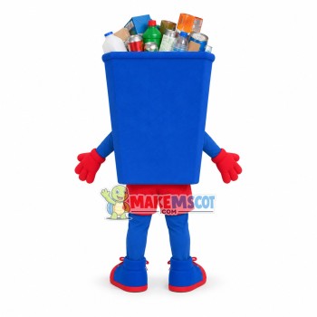 Full Blue Trash Can Mascot Costume Full Blue Trash Can Mascot Costume