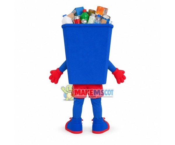 Full Blue Trash Can Mascot Costume Full Blue Trash Can Mascot Costume