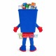 Full Blue Trash Can Mascot Costume Full Blue Trash Can Mascot Costume