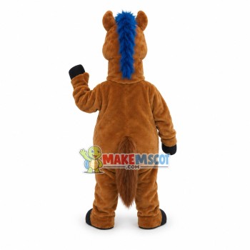 Standing Horse Mascot Costume With Blue Mane Standing Horse Mascot Costume With Blue Mane