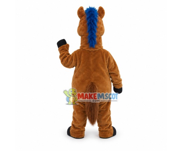 Standing Horse Mascot Costume With Blue Mane Standing Horse Mascot Costume With Blue Mane
