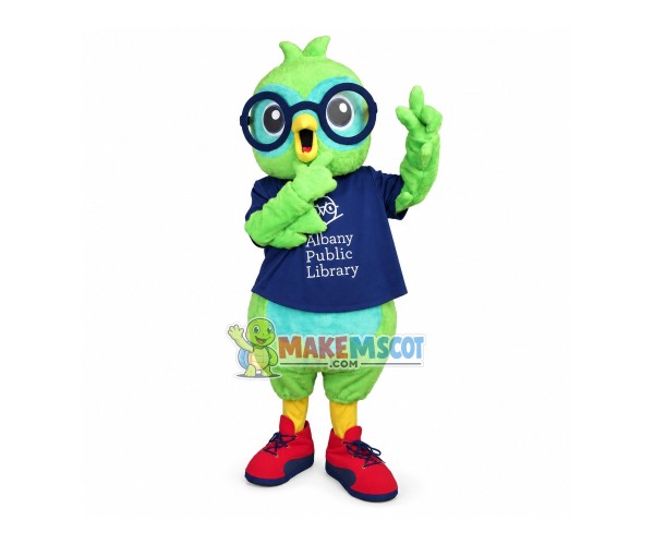 Public Institution Green Bird Mascot Costume