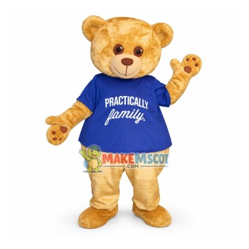 Practically Bear Mascot Costume In The Blue Shirt