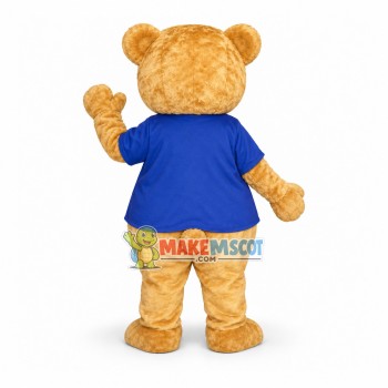 Practically Bear Mascot Costume In The Blue Shirt Practically Bear Mascot Costume In The Blue Shirt