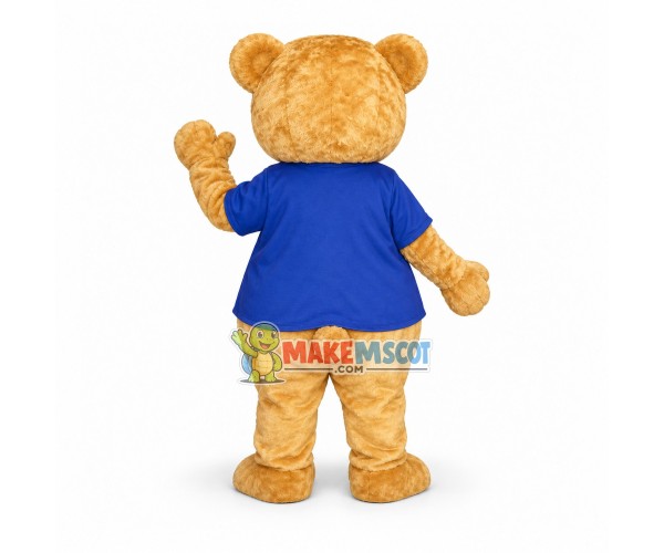 Practically Bear Mascot Costume In The Blue Shirt