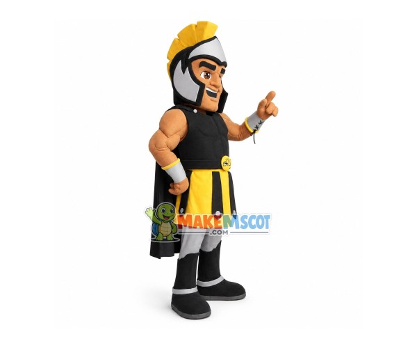 Brave Black Muscle Warrior Mascot Costume Brave Black Muscle Warrior Mascot Costume