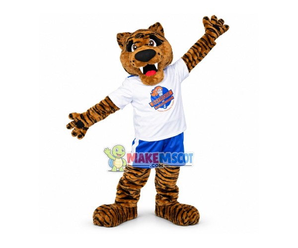 Friendly Tiger Of Preparatory School Mascot Costume Friendly Tiger Of Preparatory School Mascot Costume