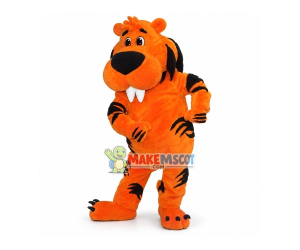 Tiger With Sharp Front Teeth Mascot Costume Tiger With Sharp Front Teeth Mascot Costume