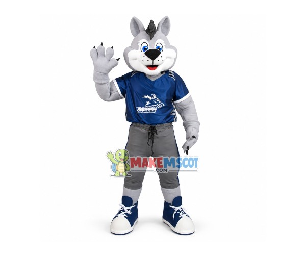 Blue Eyed Wolf Of Bismarck Mascot Costume Blue Eyed Wolf Of Bismarck Mascot Costume