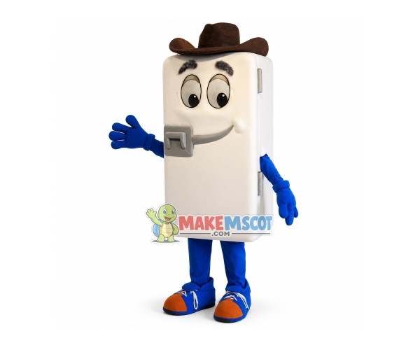 White Upright Refrigerator Mascot Costume White Upright Refrigerator Mascot Costume