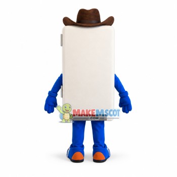 White Upright Refrigerator Mascot Costume White Upright Refrigerator Mascot Costume