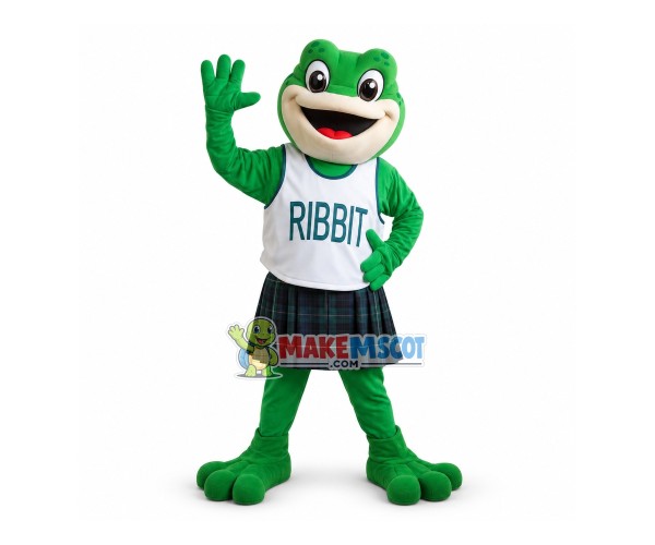 Croaking Frog Mascot Costume In The Vest Croaking Frog Mascot Costume In The Vest