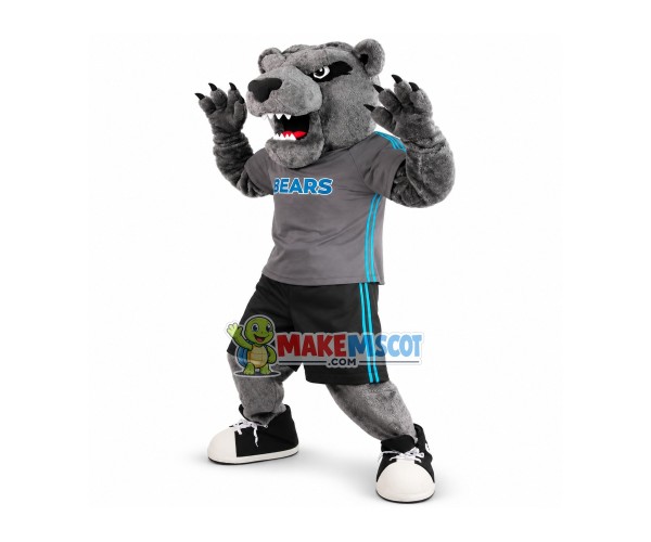 Fierce Sport Grey Tiger Mascot Costume Fierce Sport Grey Tiger Mascot Costume