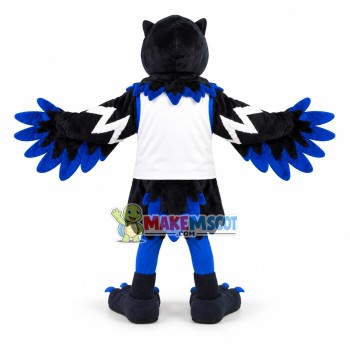 Black & Blue Eagle In Printed Vest Mascot Costume Black & Blue Eagle In Printed Vest Mascot Costume