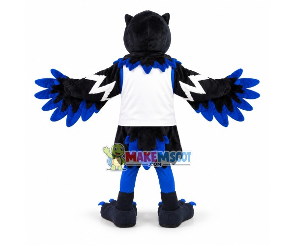 Black & Blue Eagle In Printed Vest Mascot Costume Black & Blue Eagle In Printed Vest Mascot Costume