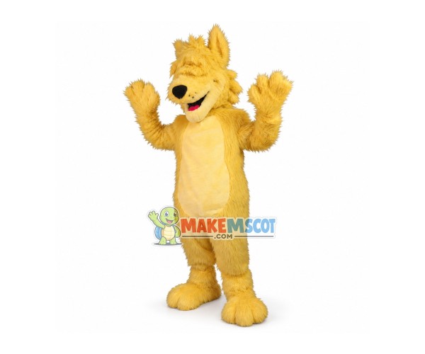 Blindfolded Long Wool Wolf Mascot Costume Blindfolded Long Wool Wolf Mascot Costume