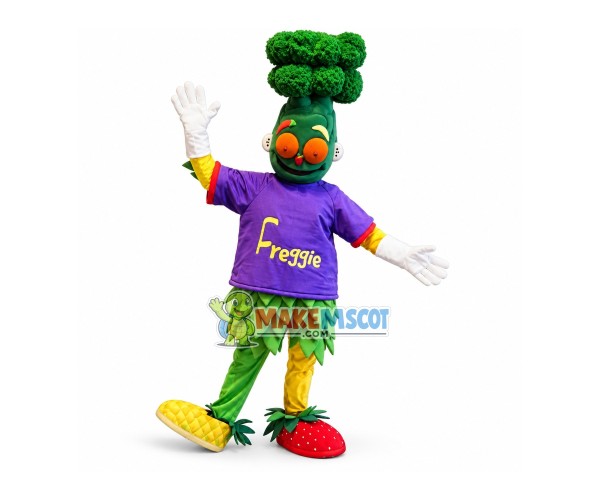 Broccoli Look Freggie Mascot Costume Broccoli Look Freggie Mascot Costume