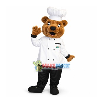 Chef Bear In The Restaurant Mascot Costume Chef Bear In The Restaurant Mascot Costume