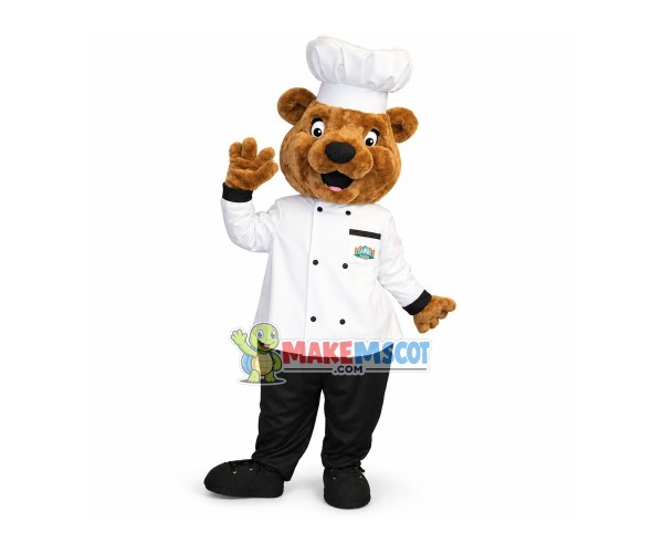 Chef Bear In The Restaurant Mascot Costume Chef Bear In The Restaurant Mascot Costume