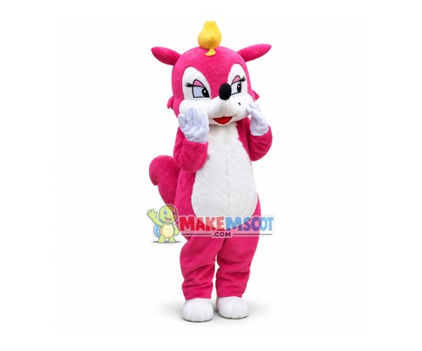 Shy Pink Fox Mascot Pretty Costume Shy Pink Fox Mascot Pretty Costume