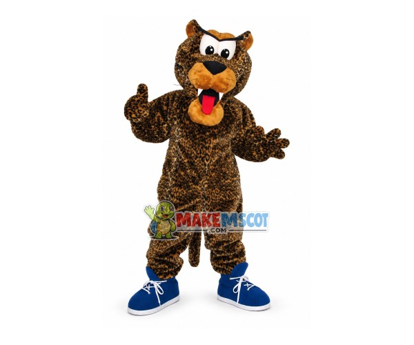 Vigorous Leopard With Sneakers Mascot Costume Vigorous Leopard With Sneakers Mascot Costume