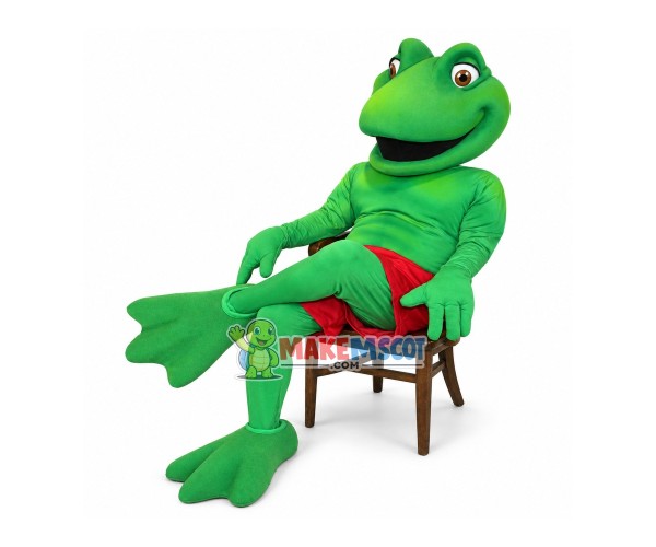 Frog Player Mascot Costume Taking Leisurely Vacation Frog Player Mascot Costume Taking Leisurely Vacation