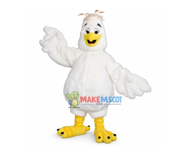 Messy White Chicken Mascot Furry Costume Messy White Chicken Mascot Furry Costume