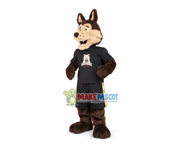 Fierce Brown Wolf Mascot Adult Costume Fierce Brown Wolf Mascot Adult Costume