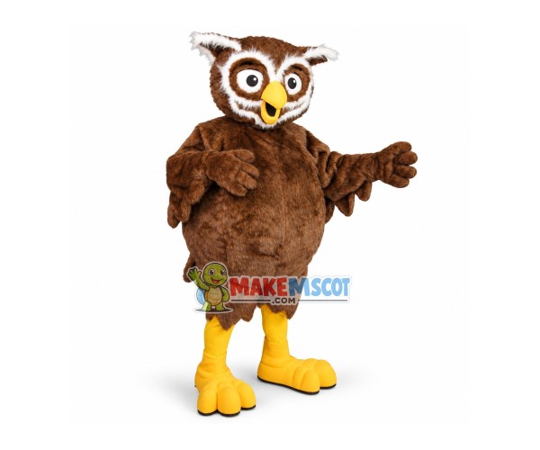 Owl Mascot Costume With White Fur On Face Owl Mascot Costume With White Fur On Face