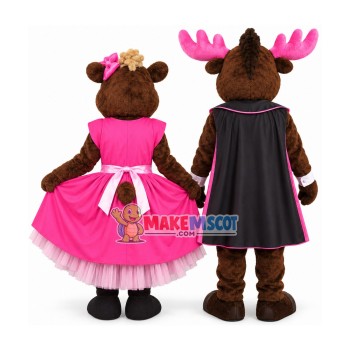 Horse Couple Mascot Costume Wearing Pink Accessories Horse Couple Mascot Costume Wearing Pink Accessories