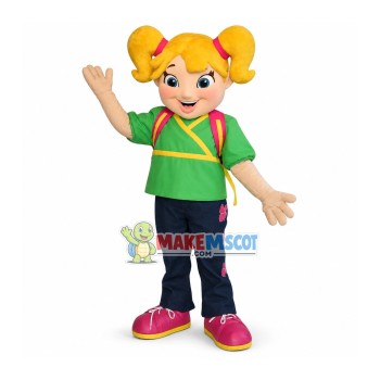 Blonde Foreign Elementary School Student Mascot Costume