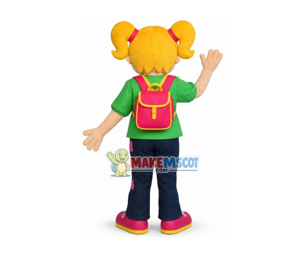Blonde Foreign Elementary School Student Mascot Costume Blonde Foreign Elementary School Student Mascot Costume