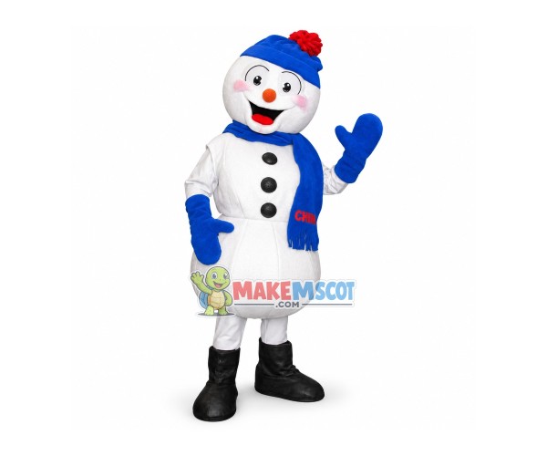 Cold Snowman With Warm Equipment Mascot Costume Cold Snowman With Warm Equipment Mascot Costume