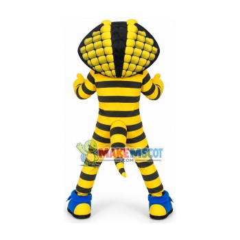 Menacing Striped Golden Python Mascot Costume Menacing Striped Golden Python Mascot Costume