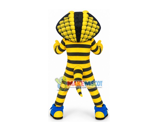 Menacing Striped Golden Python Mascot Costume Menacing Striped Golden Python Mascot Costume