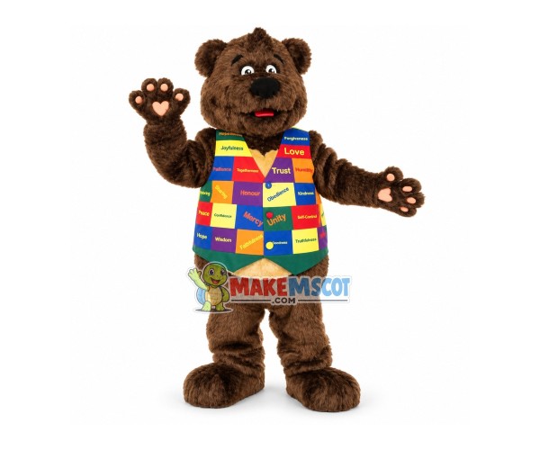 Virtue Bear In Color Waistcoat Mascot Costume Virtue Bear In Color Waistcoat Mascot Costume