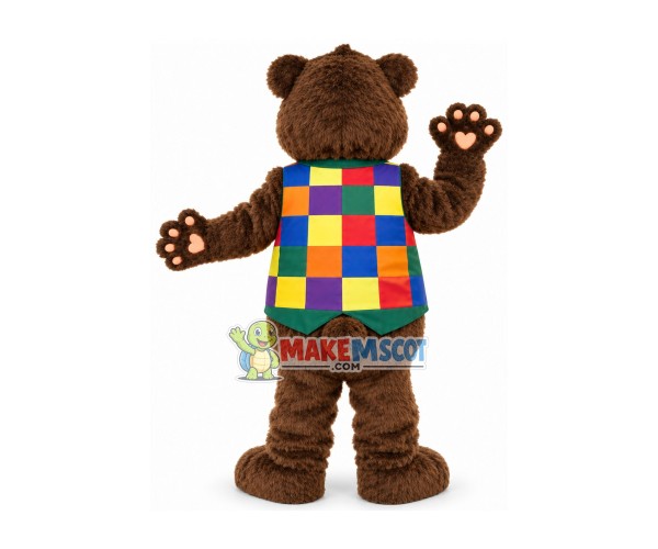 Virtue Bear In Color Waistcoat Mascot Costume Virtue Bear In Color Waistcoat Mascot Costume