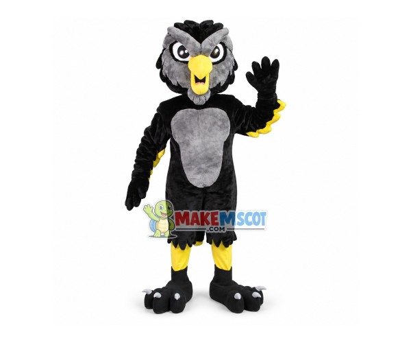 Strong Black & Grey Owl Mascot Costume