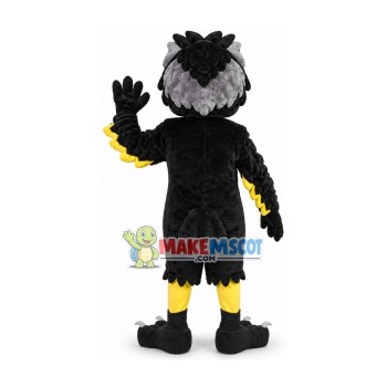 Strong Black & Grey Owl Mascot Costume Strong Black & Grey Owl Mascot Costume