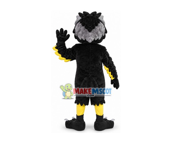Strong Black & Grey Owl Mascot Costume Strong Black & Grey Owl Mascot Costume