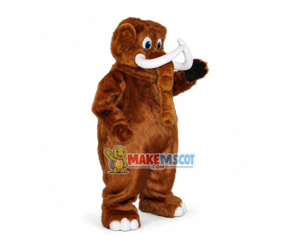 Brown Mammoth With Fangs Mascot Costume Brown Mammoth With Fangs Mascot Costume