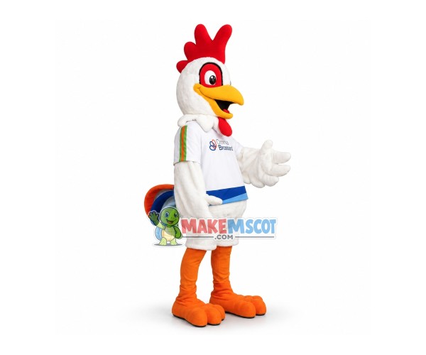 High-spirited White Soft Rooster Mascot Costume