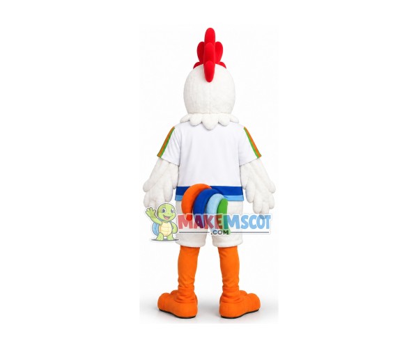 High-spirited White Soft Rooster Mascot Costume High-spirited White Soft Rooster Mascot Costume