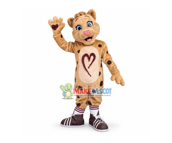 Vigorous Khaki Love Leopard Mascot Costume Vigorous Khaki Love Leopard Mascot Costume