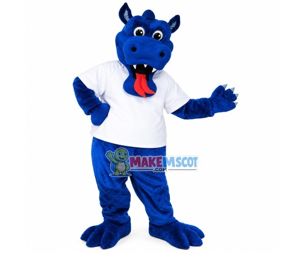 Blue Dragon With Shirt Mascot Costume Of School Blue Dragon With Shirt Mascot Costume Of School