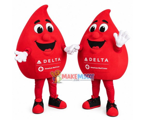 Cartoon Water Drop Of Red Cross Mascot Costume Cartoon Water Drop Of Red Cross Mascot Costume
