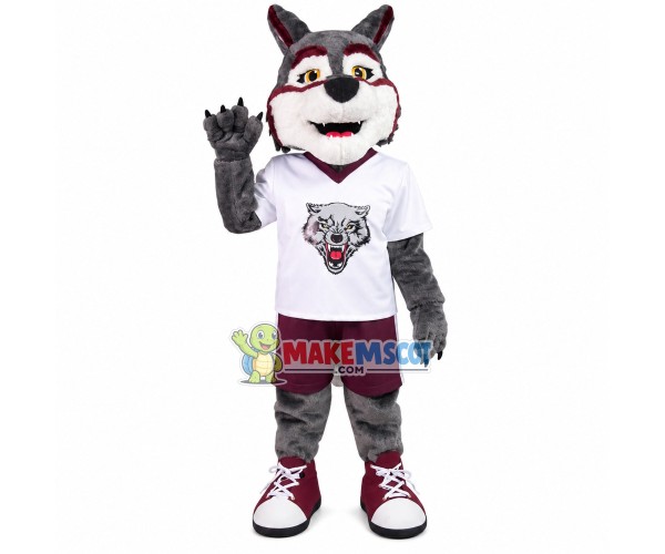 Obedient Gray Wolf Of Wolves Mascot Costume Obedient Gray Wolf Of Wolves Mascot Costume