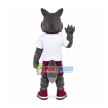 Obedient Gray Wolf Of Wolves Mascot Costume Obedient Gray Wolf Of Wolves Mascot Costume